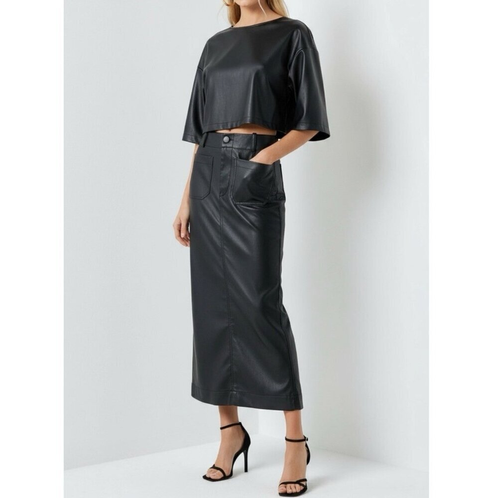 NWT Size L - Anthro Maeve The Colette Faux Leather Maxi Skirt (NWT US$ 148)
